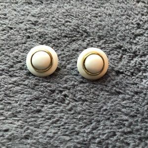 White and gold vintage earrings